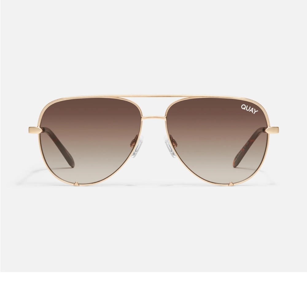 QUAY Sunglasses - Brushed Gold and Brown Lenses - Unisex